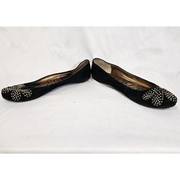 Sam Edelman Charleen Black Suede Leather Bronze Studded Toe Ballet Flats Size 8 - Picture 8 of 10